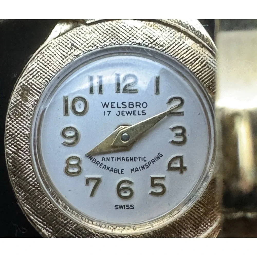 Vintage Welsbro‎ Swiss Pendant Watch Necklace Manual Wind Working Gold Tone